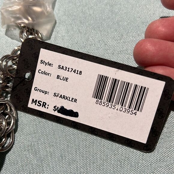 Guess Quilted Sequence Crossbody blue cross body evening bag D6 - Picture 4 of 7